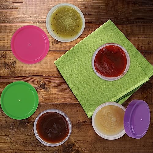 MosJos Condiment Containers with Screw Lids (4-Piece) - Reusable Leakproof Salad Dressing Containers to go - Small Mini Food Storage Cups for Lunch, Dishwasher Friendly, 1.4-Ounce