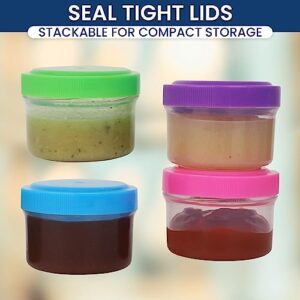 MosJos Condiment Containers with Screw Lids (4-Piece) - Reusable Leakproof Salad Dressing Containers to go - Small Mini Food Storage Cups for Lunch, Dishwasher Friendly, 1.4-Ounce