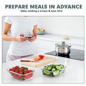 KOMUEE 10 Packs 22 oz Glass Meal Prep Containers, Glass Food Storage Containers with Lids, Airtight Glass Lunch Containers, BPA Free, Microwave, Oven, Freezer and Dishwasher Friendly, Gray