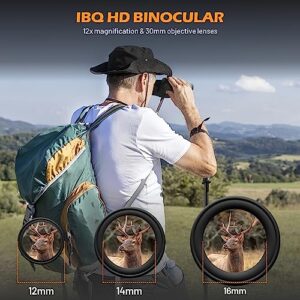 IBQ Binoculars For Adults HD,12x30 Binoculars with Upgraded Phone Adapter, Compact Binocular with Low Light Night Vision,Small Binoculars For Kids,Waterproof Binoculars For Bird Watching,Outdoor Sport