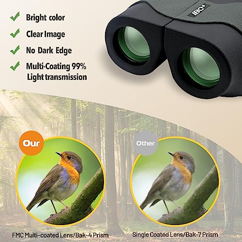 IBQ Binoculars For Adults HD,12x30 Binoculars with Upgraded Phone Adapter, Compact Binocular with Low Light Night Vision,Small Binoculars For Kids,Waterproof Binoculars For Bird Watching,Outdoor Sport