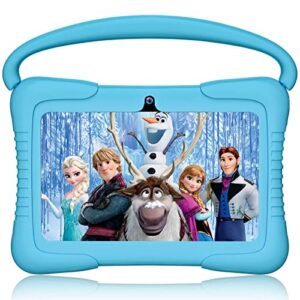 2023 newest kids tablet, 7 inch tablet for kids, 2gb 32gb(support 128gb expand), parental control android 11.0, wifi bluetooth dual camera, youtube, netflix, disney plus, case with stand(blue)