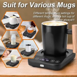 Mug Warmer Set, Coffee Mug Warmer for Desk with 9 Temp Settings, Candle Warmer for Home & Office, 1-9 Timer Electric Smart Cup Beverage Warmer Plat for Coffee Milk Tea, Gravity Induction Auto ON/Off