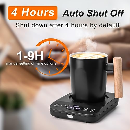 Mug Warmer Set, Coffee Mug Warmer for Desk with 9 Temp Settings, Candle Warmer for Home & Office, 1-9 Timer Electric Smart Cup Beverage Warmer Plat for Coffee Milk Tea, Gravity Induction Auto ON/Off