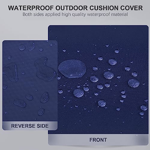 Favoyard Outdoor Chair Cushions 17"x16"x2" Set of 4 Waterproof Seat Cushion for Patio Furniture with 3-Year Fade Resistant Removable Cover Attach Straps Hidden Zipper Round Corner for Yard Garden