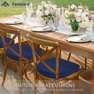 Favoyard Outdoor Chair Cushions 19"x19"x2" Set of 4 Waterproof Seat Cushion for Patio Furniture with 3-Year Fade Resistant Removable Cover Attach Straps Hidden Zipper Round Corner for Yard Garden