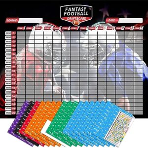 fantasy football draft board 2023-2024 kit - 2023-2024 season xl fantasy football draft board 5.3 x 3.7 feet- 500+ player stickers - 14 team x 20 rounds