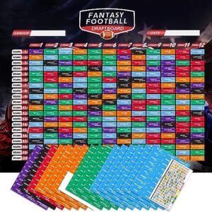 fantasy football draft board 2023-2024 kit - 2023 season xl fantasy football draft board 3.2 x 2.66 feet- 500+ player stickers - 12 team x 20 rounds