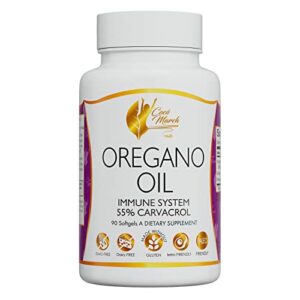 coco march oregano oil - 55% greek carvacrol immune system support - gluten free, dairy free, gmo free, keto friendly, paleo friendly - 90 capsules