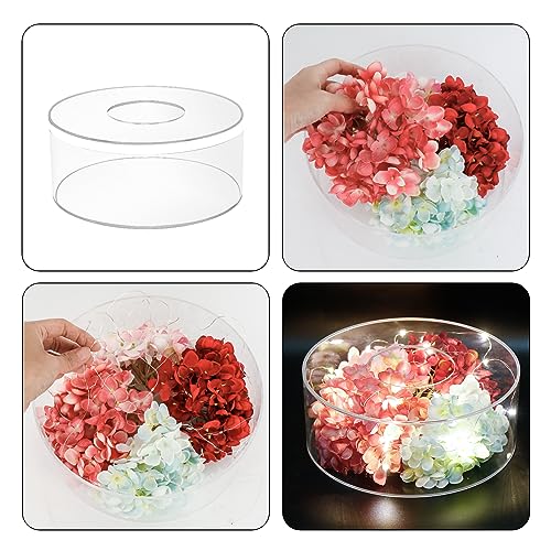 Cutora 3PCS Acrylic Cake Stand Fillable Clear Cake Riser Box Cylinder Round Display Case for Wedding Birthday Party 3 Tiers 6" 8" 10"