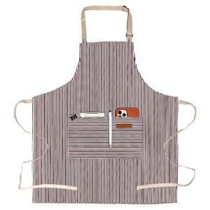apronpanda adjustable kitchen cooking apron with 2 pockets unisex bib chef aprons for women men (brown pinstripes)