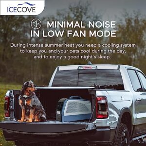 IceCove Portable Air Conditioner 2500BTU Fast Cooling Car AC Unit, 250W Low Power Consumption, 25.5VDC, 2 Fan Speed, 3 Light Mode for Outdoor Tent Camping/RVs or Home Use (Battery Not Included), Blue