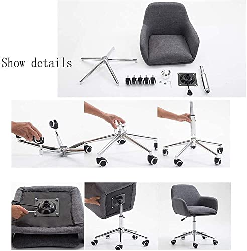 XOUVY Office Chair Backrest Chair Computer Chair Swivel Chair Game Chair Linen Fabric Armchair Dining Chair