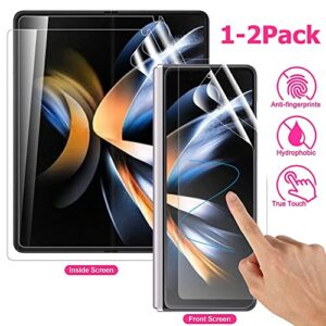 PORRVDP Hydrogel Film Screen Protector for Samsung Galaxy Z Fold 3 5G, 2 Pcs Transparent Soft TPU Protective Film (NOT Tempered Glass) [Clear HD] [High Sensitivity] [Fingerprint Unlock Compatible]