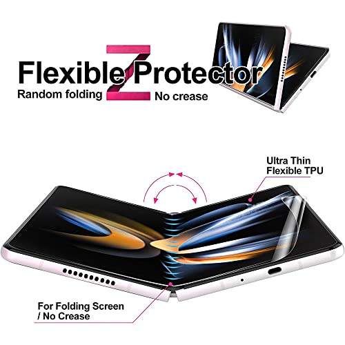 PORRVDP Hydrogel Film Screen Protector for Samsung Galaxy Z Fold 3 5G, 2 Pcs Transparent Soft TPU Protective Film (NOT Tempered Glass) [Clear HD] [High Sensitivity] [Fingerprint Unlock Compatible]