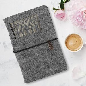 ciciglow office supplies portable felt notebook vintage wool felt cover blank kraft paper sketchbook diy diary notebook suitable for study, travel, work and gifts (16 * 23)
