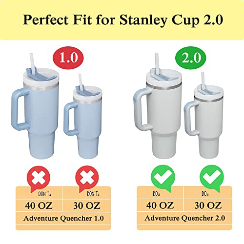 7PCS Stanley Silicone Spill leak Stopper Set of 4, for Stanley Cup 2.0 40oz/ 30oz, Tumbler Accessories,2 Straw Cover Cap, 2 Square Spill Stopper and 2 Round Leak Stopper,1 Bumper Boot