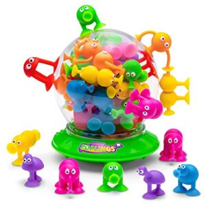 poplings - the original suction cup toys in ufo container - 35 pcs - sensory kids bath game