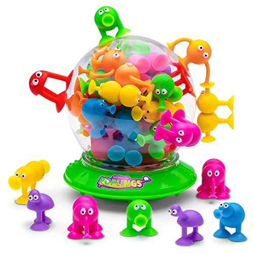 Poplings - The Original Suction Cup Toys in UFO Container - 35 pcs - Sensory Kids Bath Game