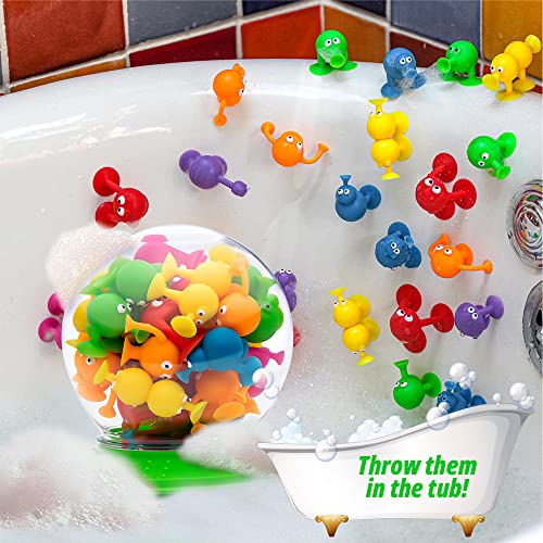 Poplings - The Original Suction Cup Toys in UFO Container - 35 pcs - Sensory Kids Bath Game