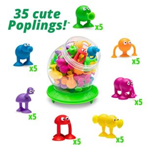 Poplings - The Original Suction Cup Toys in UFO Container - 35 pcs - Sensory Kids Bath Game