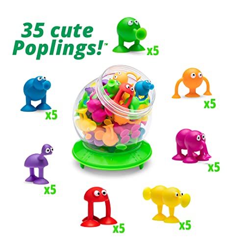 Poplings - The Original Suction Cup Toys in UFO Container - 35 pcs - Sensory Kids Bath Game