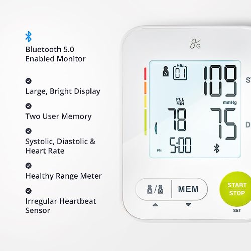 Greater Goods Bluetooth Blood Pressure Monitor - Digital Smart BP Monitor with Greater Goods Balance Health App | Smart Blood Pressure Monitor with Backlit Screen and Arm Cuff | Designed in St. Louis