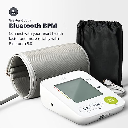 Greater Goods Bluetooth Blood Pressure Monitor - Digital Smart BP Monitor with Greater Goods Balance Health App | Smart Blood Pressure Monitor with Backlit Screen and Arm Cuff | Designed in St. Louis