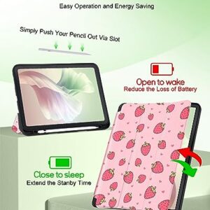 Uppuppy for iPad Air 5th/4th Generation Case 10.9, for iPad Pro 11 Inch Case Girls Cute Kids Women Folio Cover Pencil Holder Strawberry Design Girly Kawaii for Apple iPad Air 5/4 (2022/2020)/Pro 11"