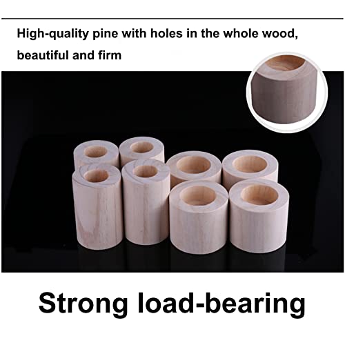 apdm 4 Pack Solid Wood Furniture Legs, Furniture Riser Round Bed Riser, Wooden Furniture Legs to Add Height to Sofa, Desk, Table and Chairs (3cm/1.18in,5cm Taller)