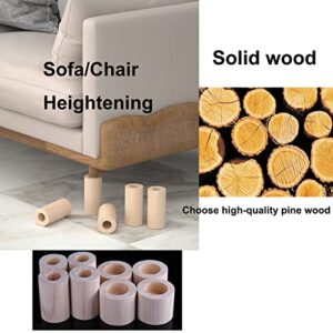 apdm 4 Pack Solid Wood Furniture Legs, Furniture Riser Round Bed Riser, Wooden Furniture Legs to Add Height to Sofa, Desk, Table and Chairs (3cm/1.18in,5cm Taller)