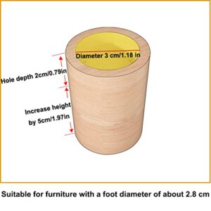 apdm 4 Pack Solid Wood Furniture Legs, Furniture Riser Round Bed Riser, Wooden Furniture Legs to Add Height to Sofa, Desk, Table and Chairs (3cm/1.18in,5cm Taller)