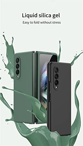 BAILI for Samsung Z Fold3 Silicone Case,Skin Feel,Soft and Smooth Liquid Silicone Galaxy Z Fold3 Cover,Support Wireless Charging Protective Cover for Samsung Galaxy Z Fold 3-Black