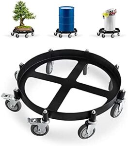 55 gallon heavy duty plastic drum dolly – durable plastic drum cart 2000 lb. capacity- barrel dolly with 8 swivel casters wheel,black