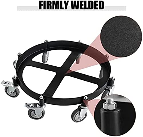 55 Gallon Heavy Duty Plastic Drum Dolly – Durable Plastic Drum Cart 2000 Lb. Capacity- Barrel Dolly With 8 Swivel Casters Wheel,Black