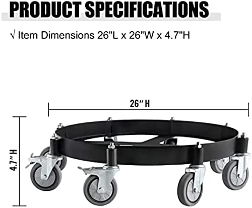 Heavy Duty Drum Dolly 2000 Pound - Trash Can Dolly 55 Gallon Swivel Casters Wheel Steel Frame Dolly Cart Non Tipping Hand Truck Capacity Dollies
