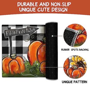 Faptoena Fall Kitchen Rugs Set of 2,Pumpkin Patch Sunflower Thanksgiving Floor Mats and Rugs Non Skid Washable for Kitchen Home Decor,Fall Farmhouse Decorations and Accessories (17"x47"+17"x30")