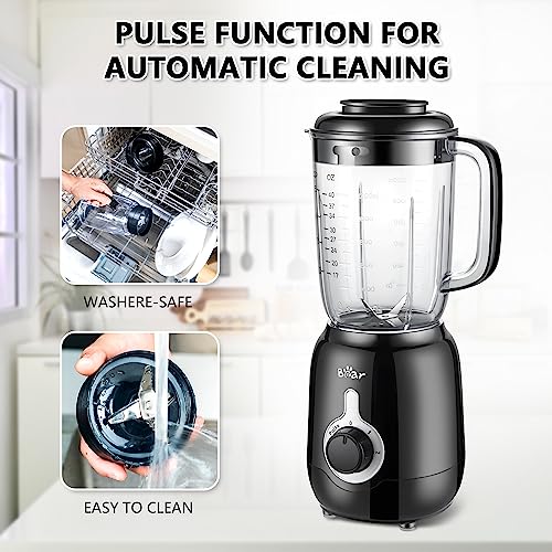 Blender, 2023 Upgrade 700W Shakes and Smoothies Blender with 40oz Countertop Blender Cup for Kitchen, 3-Speed for Crushing Ice, Puree, and Frozen Fruit with Autonomous Clean
