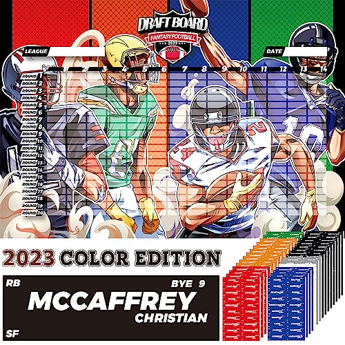 Fantasy Football Draft Board 2023-2024 Kit, Extra Large Board with 580 Player Labels, 2023 Top Rookie, Blank Label