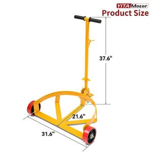 YITAMOTOR 55 Gallon Drum Dolly, 1200lbs Capacity Drum Cart, Oil Drum Cart with Bung Wrench Handle and Poly-on-Steel Wheels, Keg Dolly, Low Profile, Yellow