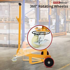 YITAMOTOR 55 Gallon Drum Dolly, 1200lbs Capacity Drum Cart, Oil Drum Cart with Bung Wrench Handle and Poly-on-Steel Wheels, Keg Dolly, Low Profile, Yellow