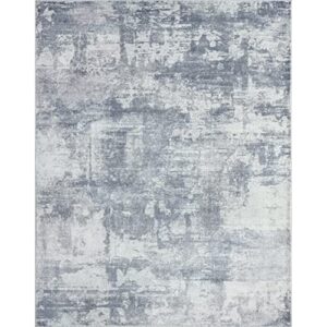 COZYLOOM Modern Rug 5' 3" x 7' 3" Indoor Abstract Area Rug Grey Distressed Floor Cover Indoor Accent Rug Low Profile Non-Shedding Throw Carpet for Living Room Bedroom Home Office Non Slip Floor Carpet