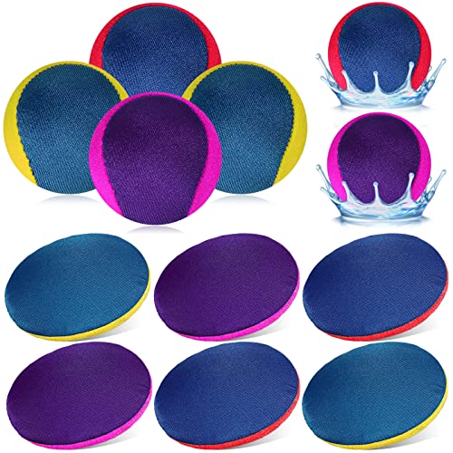 Chitidr 12 Pcs Water Jumping Ball and Disc Set 2 Inch Water Bouncing Ball Water Skipping Beach Ball 3 Inch Disc Beach Toys Skip Beach Games Sets for Kids Adults Outdoor Games Pool River Lake