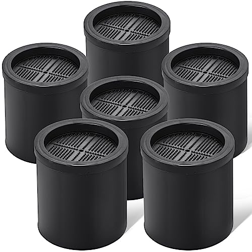 Noamus 6 Pack Bed Risers, 4 Inch Round Furniture Raising Blocks, Black Lifts with Removable Bottom Non-Slip Foam Pads, Heavy Duty Dorm Bed Frame Extenders for Desk Chair, Table Legs, Sofa Couch