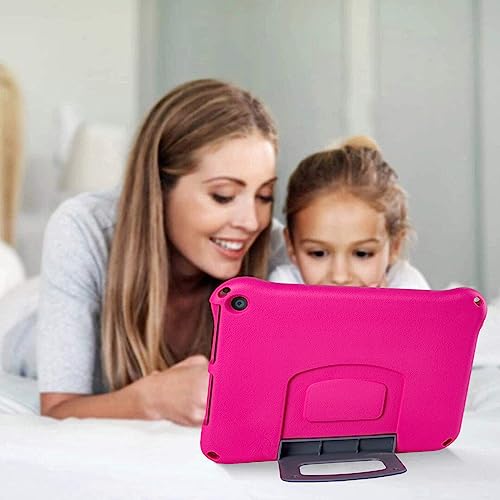 Fire HD 10 Tablet Case for Kids (2021 Release, 11th Generation), Oqddqo Amazon Kindle 10 Plus Case, Incompatible with iPad, Specially Strengthened Four-Corner Double-Layer Shock with Bracket - Rose