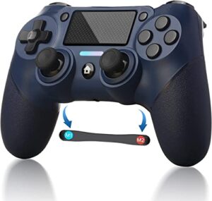 jusubb replacement for ps4 controller, programmable function with 6-axis gyro sensor non-slip joystick dual vibration, audio function with 3.5mm jack a