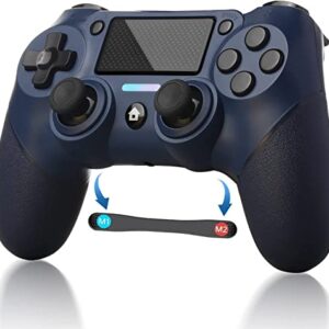 Jusubb Replacement for PS4 Controller, Programmable Function with 6-axis Gyro Sensor Non-Slip Joystick Dual Vibration, Audio Function with 3.5mm Jack a