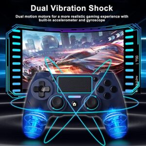 Jusubb Replacement for PS4 Controller, Programmable Function with 6-axis Gyro Sensor Non-Slip Joystick Dual Vibration, Audio Function with 3.5mm Jack a