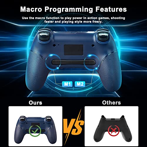 Jusubb Replacement for PS4 Controller, Programmable Function with 6-axis Gyro Sensor Non-Slip Joystick Dual Vibration, Audio Function with 3.5mm Jack a