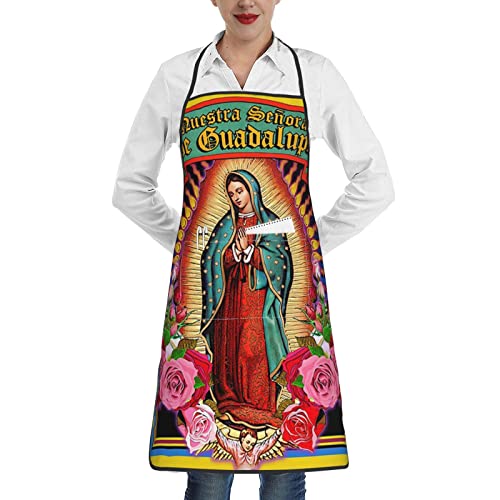 Our Lady of Guadalupe Virgin Mary Aprons for Women Men Two Pocket Chef Suitable Kitchen Creative Cooking Baking Party